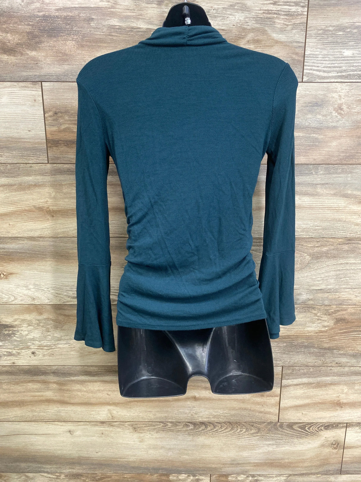 Jessica Simpson Maternity Ribbed Ruched Turtleneck Shirt Green sz XS