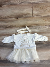 Disney Baby 2pc Winnie The Pooh Tutu Peplum Tunic & Headband Cream sz 12m