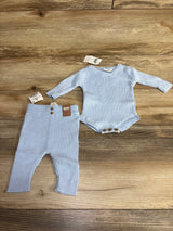 NEW Cotton On Kids Ribbed Kimono Bodysuit & Pants Set Light Blue sz Newborn