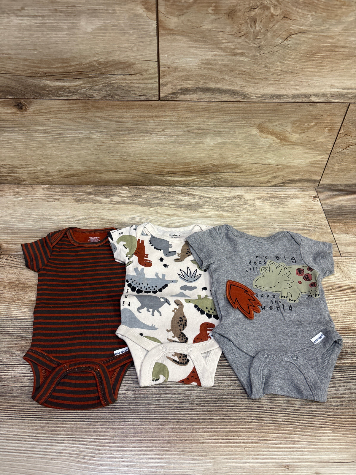Gerber 3pk Bodysuits Grey sz Newborn