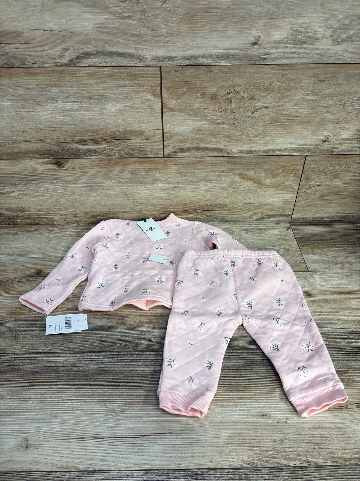 NEW 7 For All Mankind Textures 2pc Set Pink sz 12m