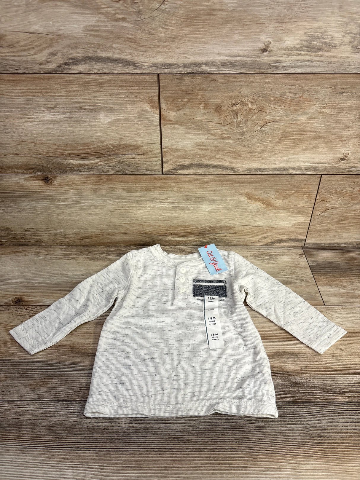NEW Cat & Jack Pocket Henley Shirt Grey sz 18m