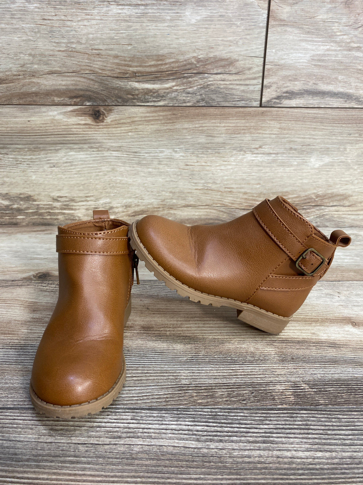Old Navy Faux-Leather Buckled Ankle Boots Brown sz 8c