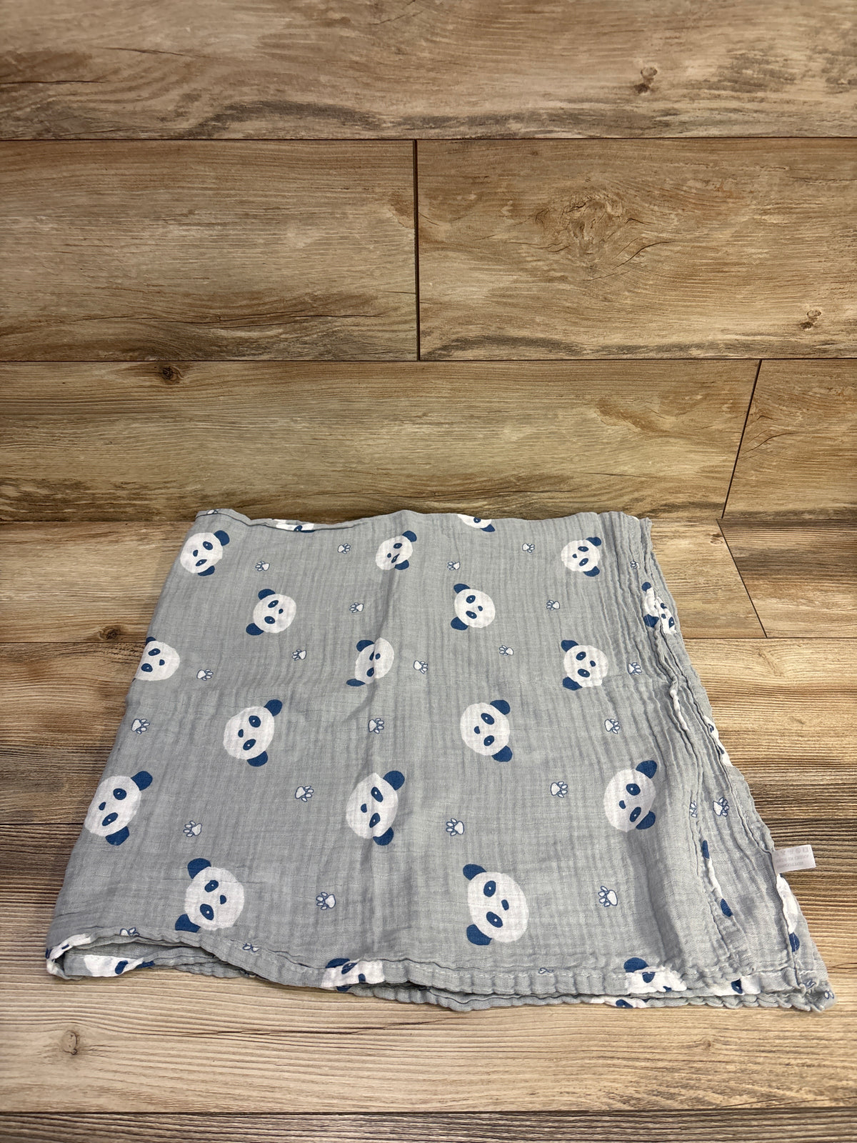 Panda Print Muslin Swaddle Blanket Grey