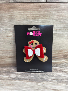 Gingerbread girl hair bow with red velvet bow, festive kids accessory for holiday outfits