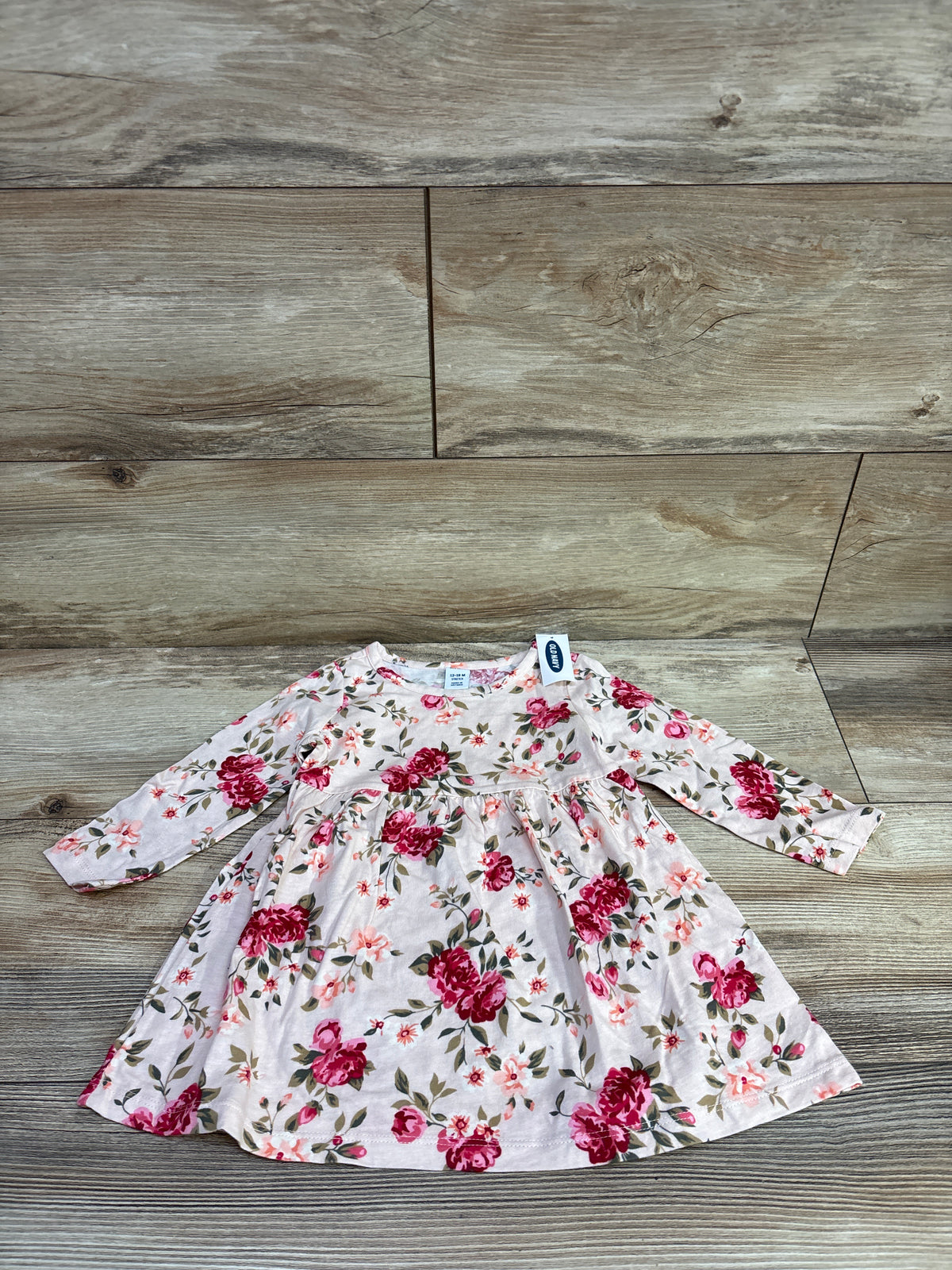 NEW Old Navy Long Sleeve Floral Dress Pink sz 12-18m