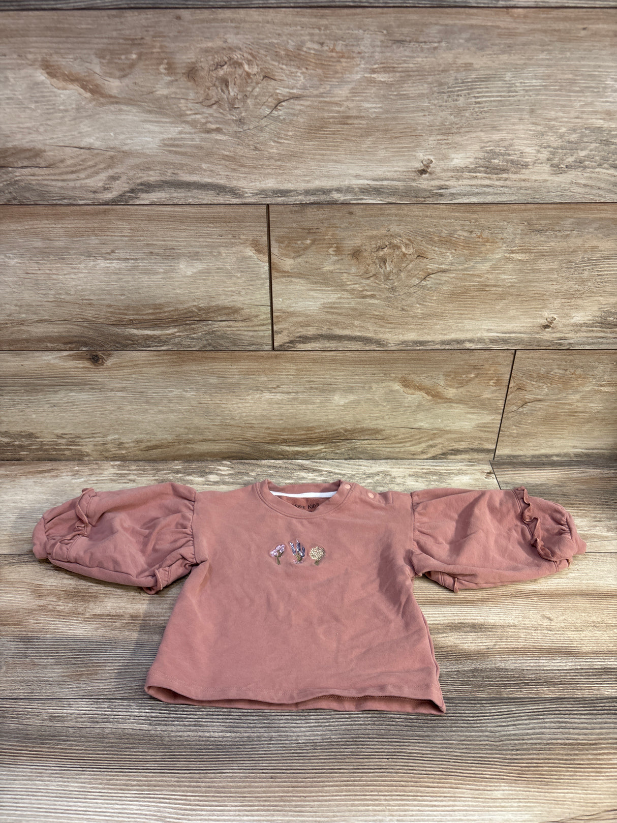 Cherie Kids Embroidered Puff Sleeve Sweatshirt Pink sz 6-9m