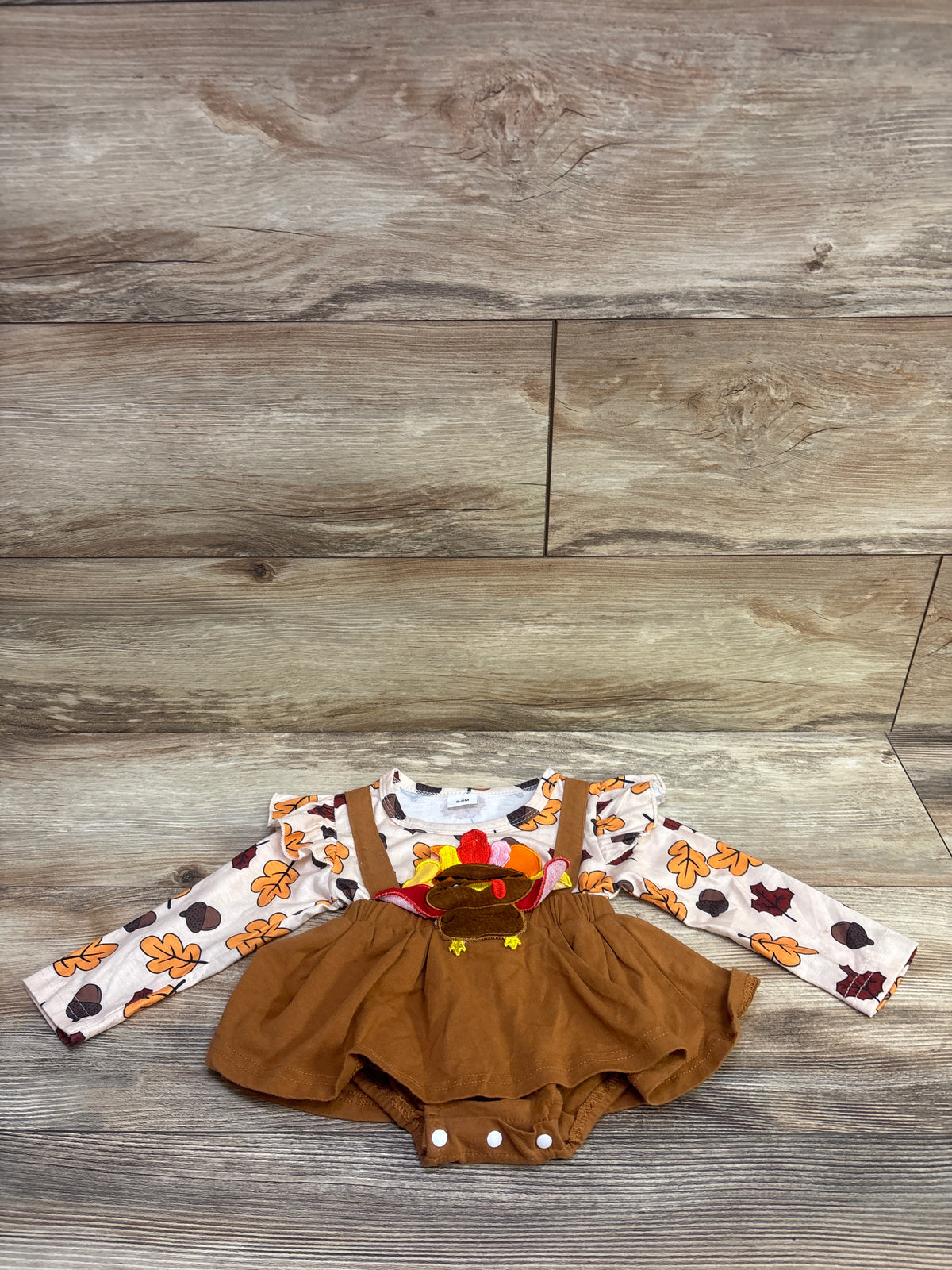 YINGISFITM Thanksgiving Long Sleeve Bodysuit Dress Beige sz 6-9m