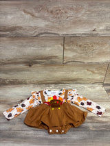 YINGISFITM Thanksgiving Long Sleeve Bodysuit Dress Beige sz 6-9m