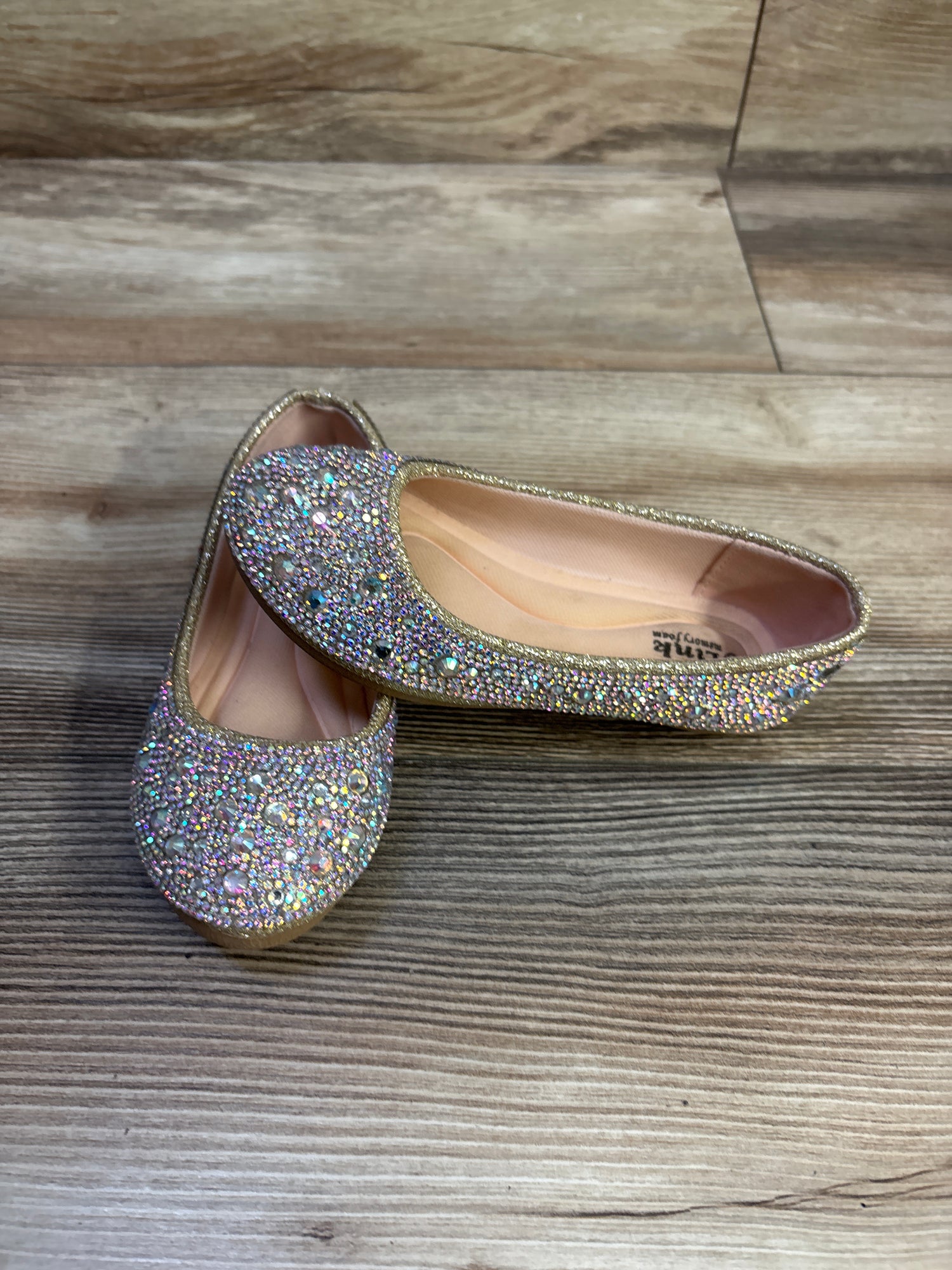 Link Memory Foam Rhinestone Mary Jane Flats Silver sz 6c
