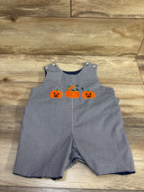 NEW Sir John by Rosalina Embroidered Pumpkin Gingham Romper Navy sz 24m