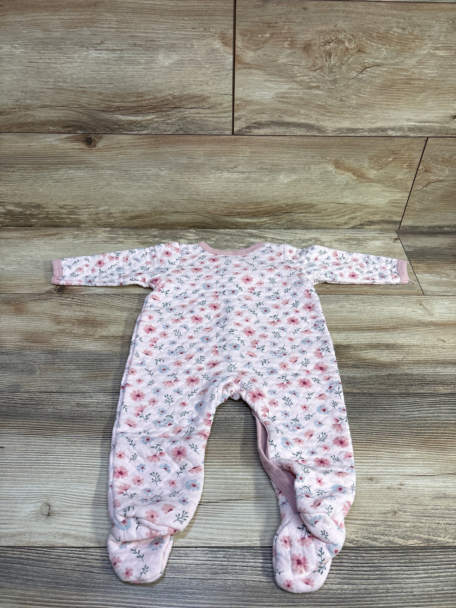 Little Beginnings Floral Quilted Sleeper Pink sz 6-9m