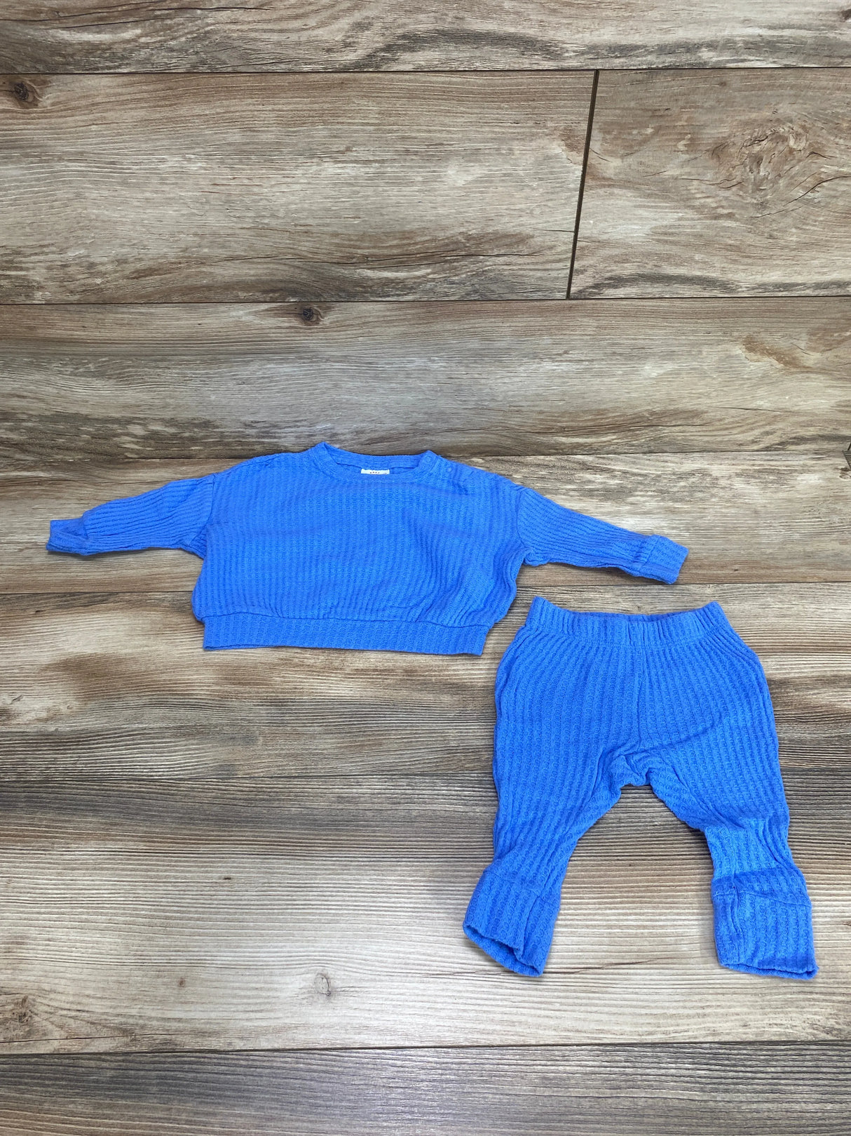 Cat & Jack 2pc Waffle Knit Shirt & Pants Blue sz 3-6m