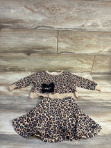 H&M 2pc Leopard Print Sweatshirt & Skirt Set Tan sz 2T