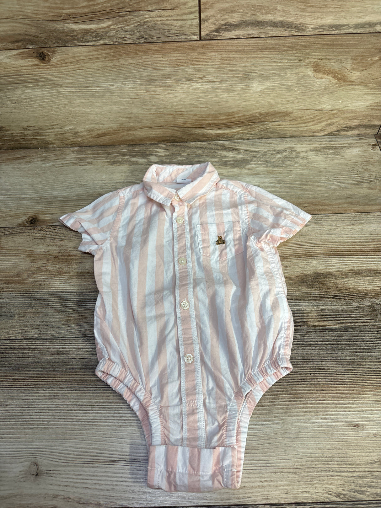 Baby Gap Striped Poplin Bodysuit White sz 18-24m