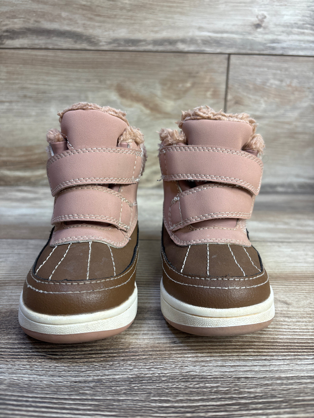 H&M Waterproof High Top Faux Fur Lined Winter Boots, Brown/Pink sz 5.5c