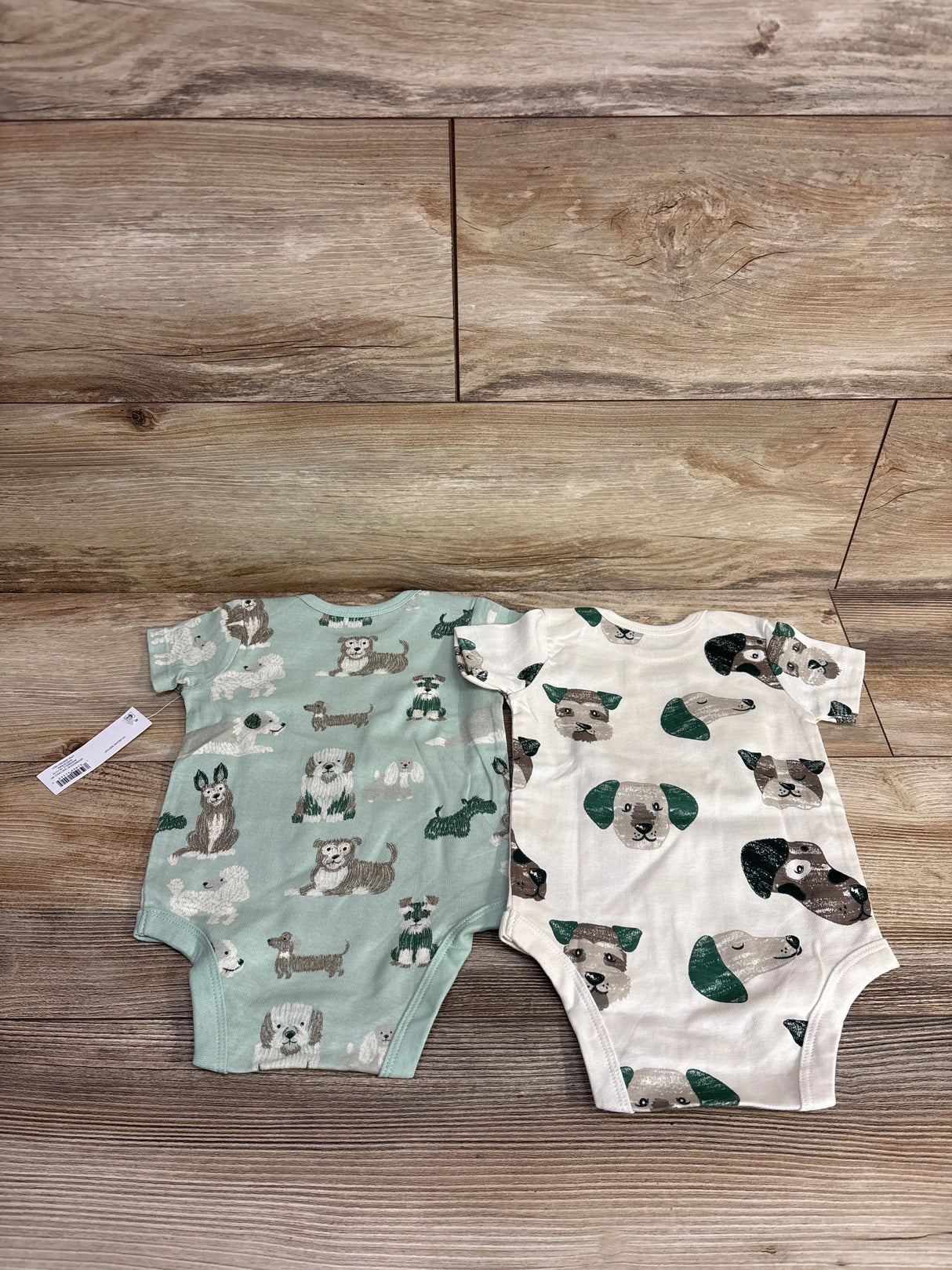 NEW Member's Mark Organic 3pc Puppy Print Bodysuit Set Mint sz 6m