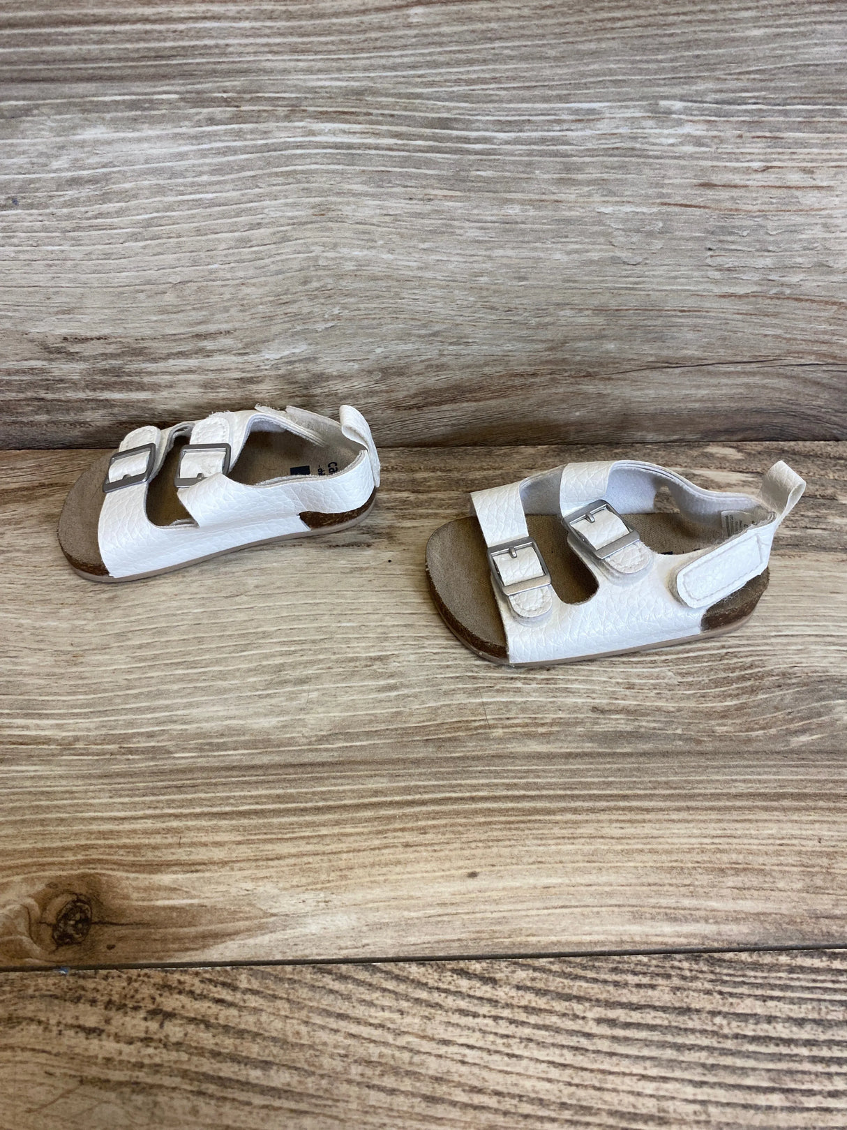 Carter's Child Of Mine Baby Buckle Faux Cork Sandals White Sz 1c