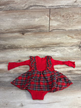 Ribbed Plaid Bodysuit Dress Red sz 6-9m