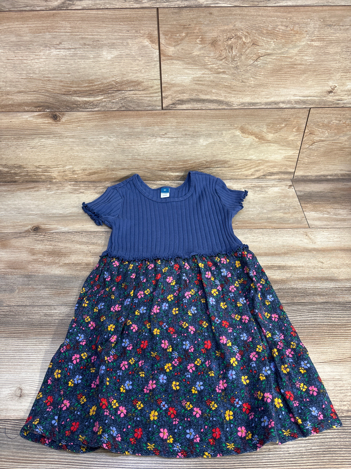 Old Navy Floral Ribbed Dress Navy sz 5T