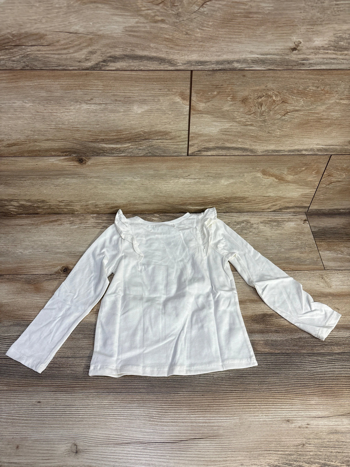 NEW Okie Dokie Ruffle Long Sleeve T-Shirt Ivory sz 4T