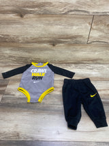 Nike Dri Fit 2pc Crawl Walk Run Bodysuit & Pants Black sz 6m