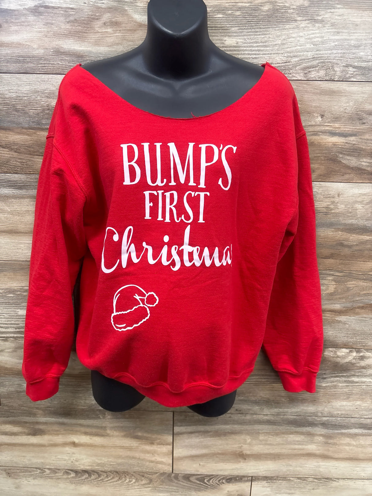 Bump's First Christmas Maternity Sweatshirt Red sz Large/XL