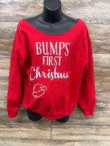Bump's First Christmas Maternity Sweatshirt Red sz Large/XL