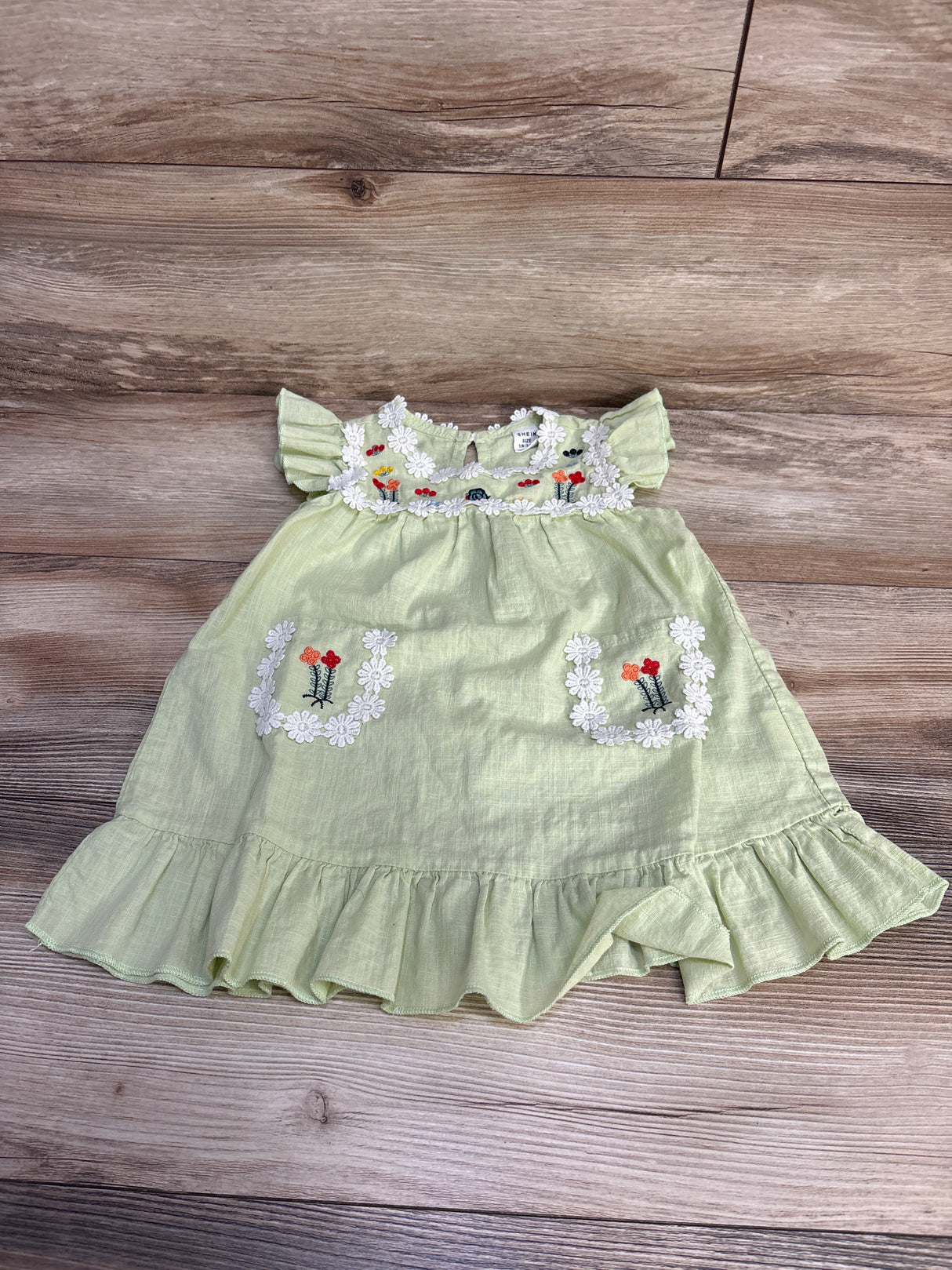 Shein Embroidered Dress Green sz 18-24m
