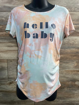 Time and Tru Maternity Hello Baby Tie-Dye Ruched Shirt Pink sz Small