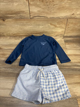 Just One You 2pc Making Waves Rash Guard & Swim Trunks Set navy sz 2T