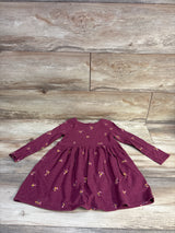 Cat & Jack Floral Long Sleeve Dress Maroon sz 4T