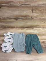 Just One You 3pc Bodysuit & Pants Set Green sz Newborn