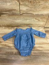 Daisy Fuentes Embroidered Floral Bubble Romper Chambray sz 0-3m