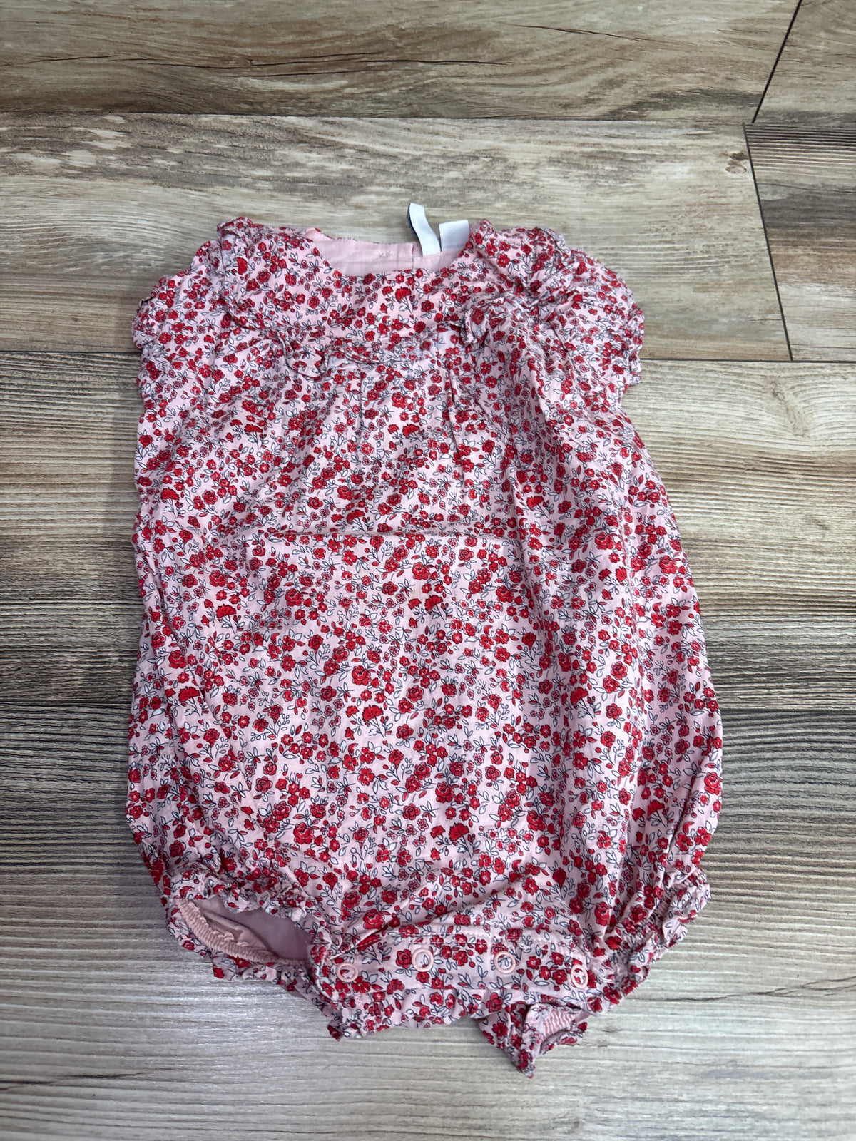Janie & Jack Ditsy Floral Ruffle Romper Pink sz 6-12m