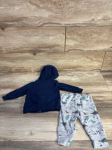 Simple Joys 2pc Full Zip Dinosaur Jacket & Pants Navy sz 3-6m