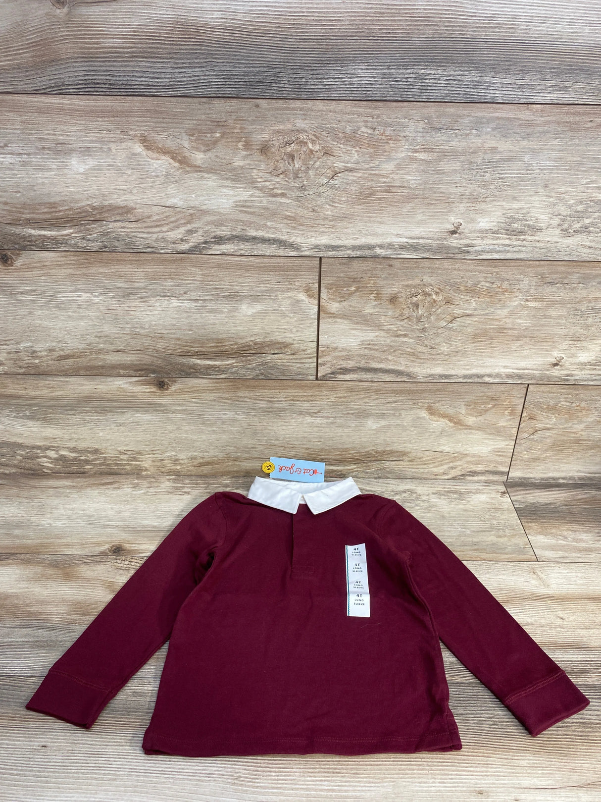 Cat & Jack Uniform Long Sleeve Polo Shirt Burgundy sz 4T