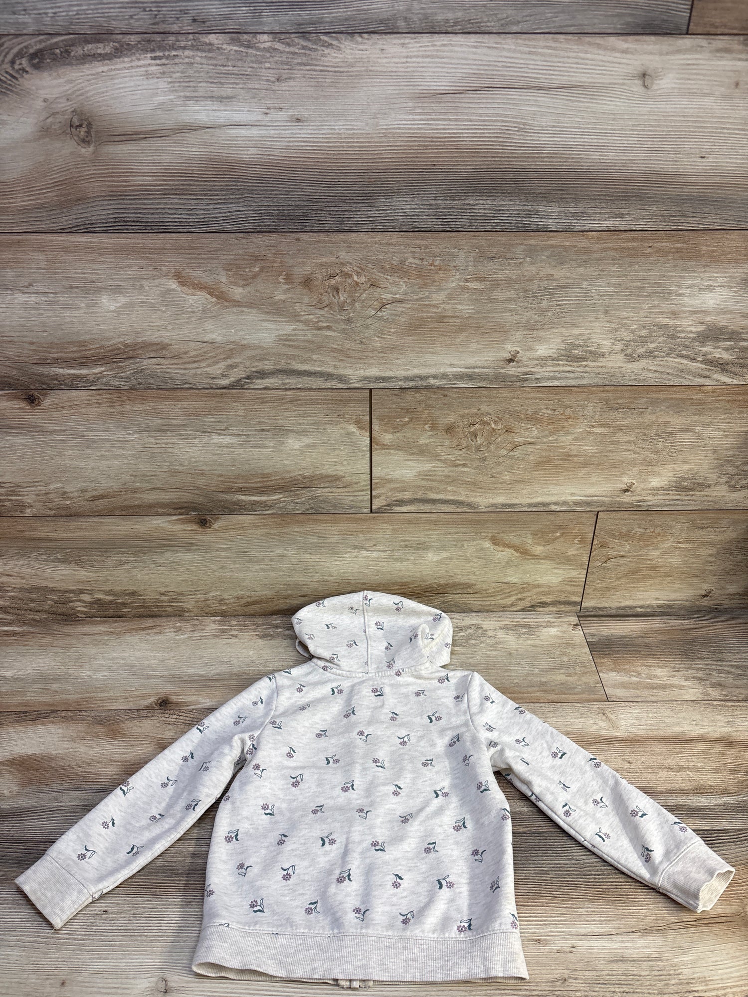 Cat & Jack Floral Full Zip Jacker Beige sz 5T