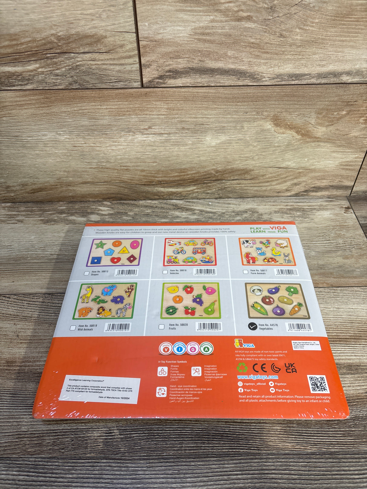 NEW Viga Wooden Knob Puzzle - Vegetables 8pc