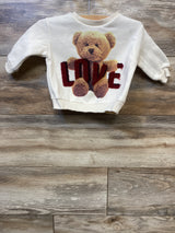 Zara 'Love' Bear Graphic Pullover Sweatshirt Ivory sz 6-9m