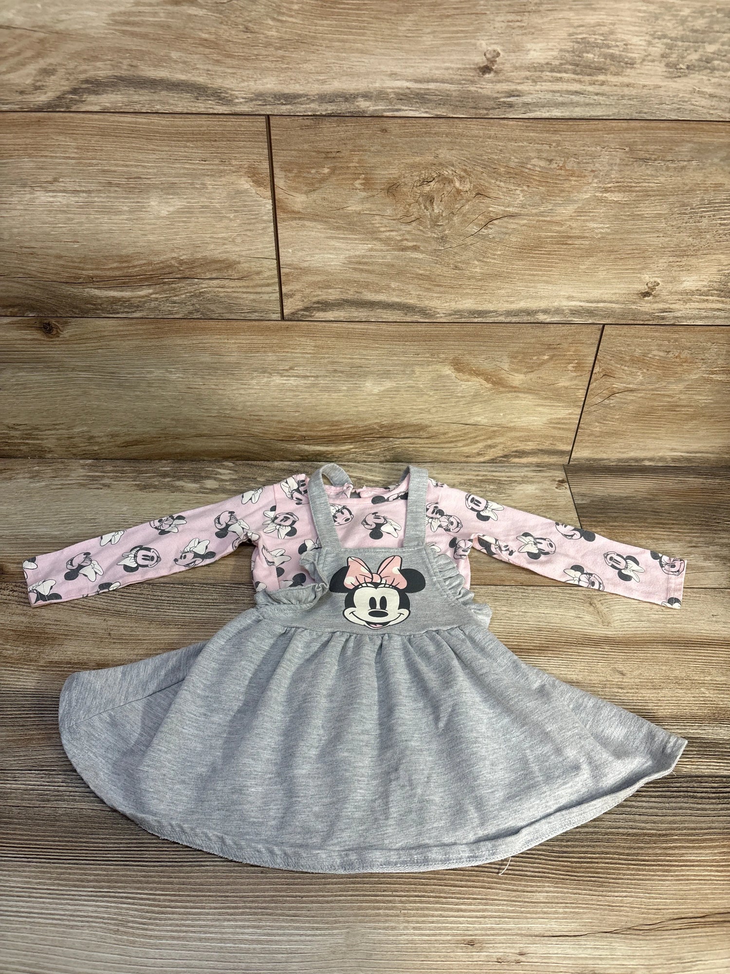 Disney Baby 2pc Minnie Mouse Long Sleeve Shirt& Skirtall Pink sz 18m