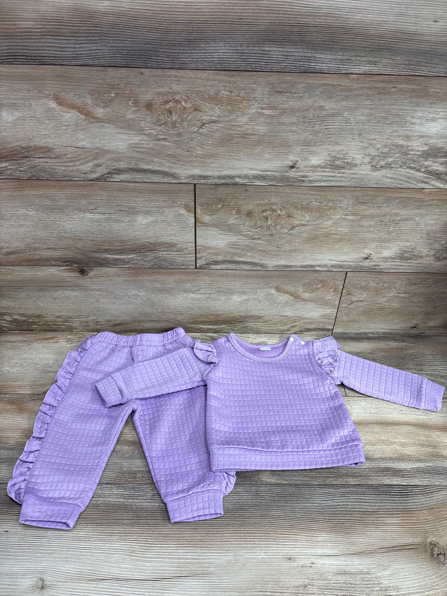 BeMeYourBBs 2pc Ruffle Sweatshirt & Joggers Set Purple sz 12-18m