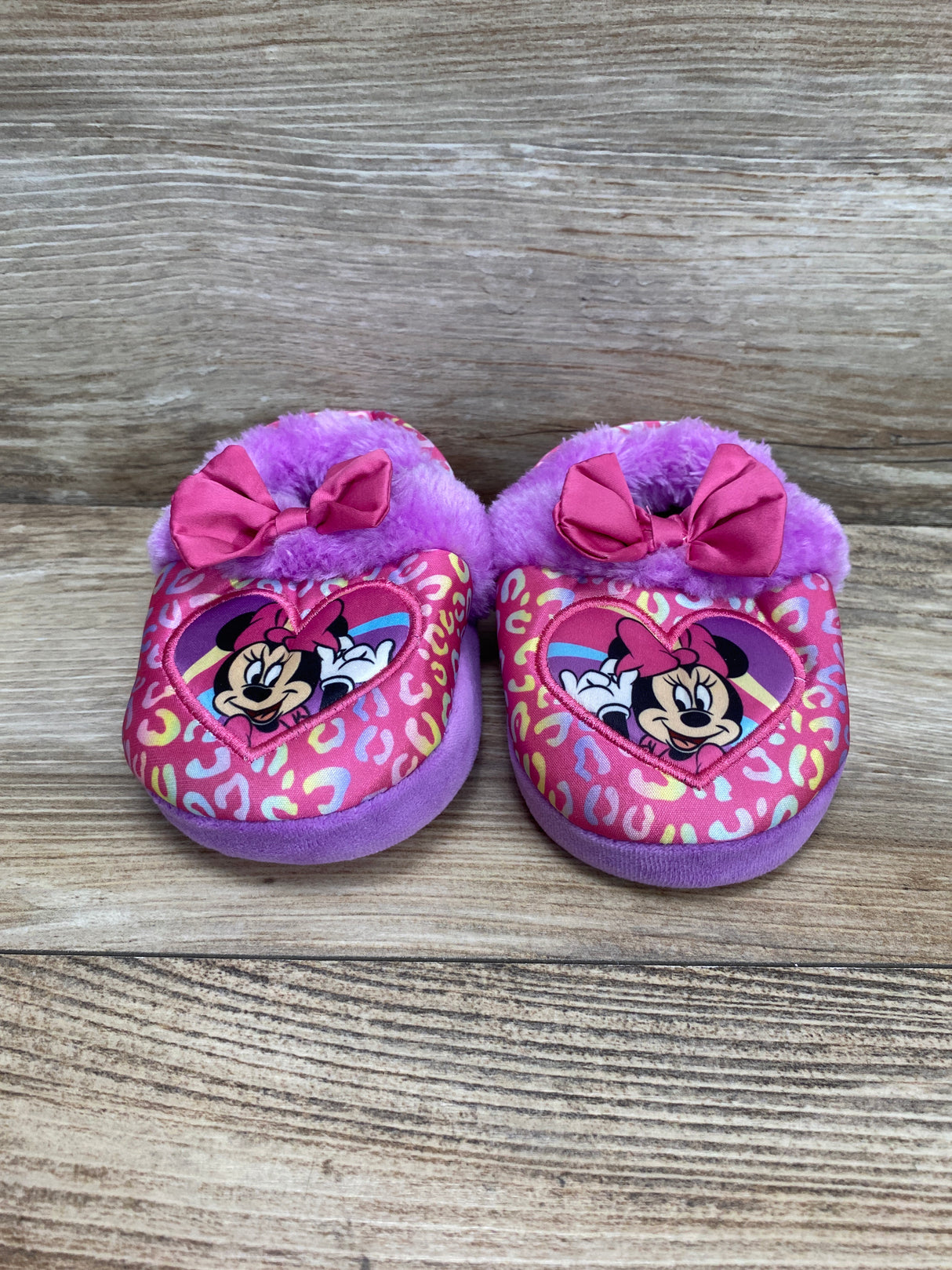 Minnie Mouse Toddler Girl's Plush A-Line Slippers Pink/Purple Sz 7c/8c