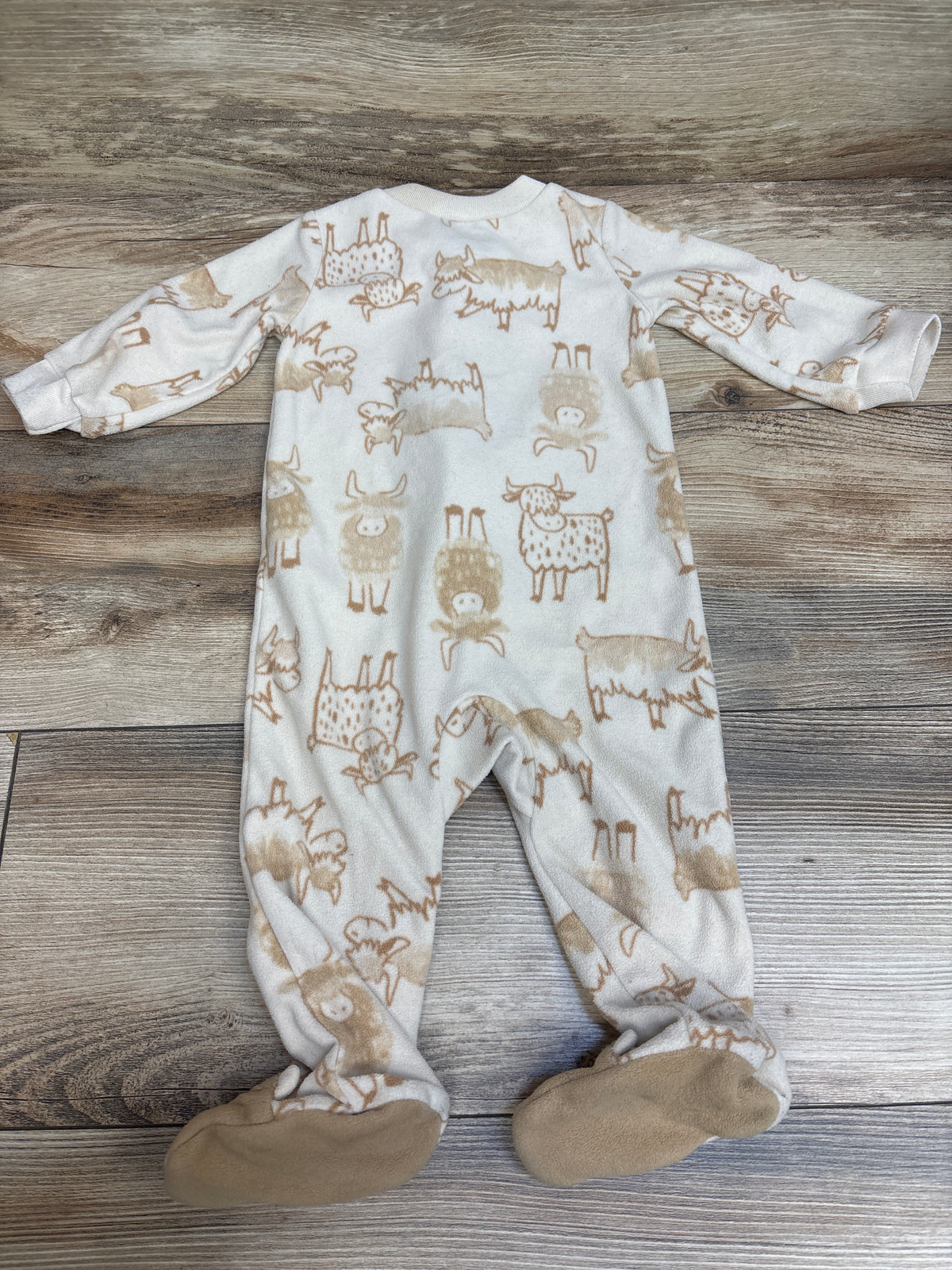 Carter's Highland Cow Blanket Sleeper Beige sz 9m