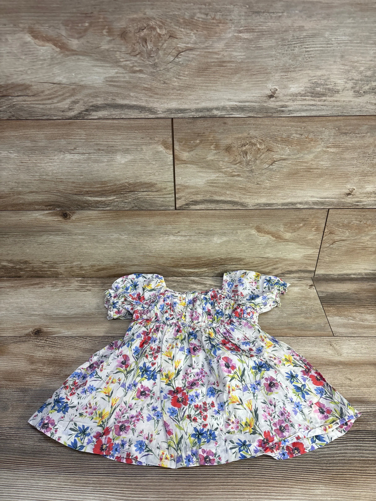 Baby Gap Floral Puff Sleeve Dress Ivory sz 18-24m
