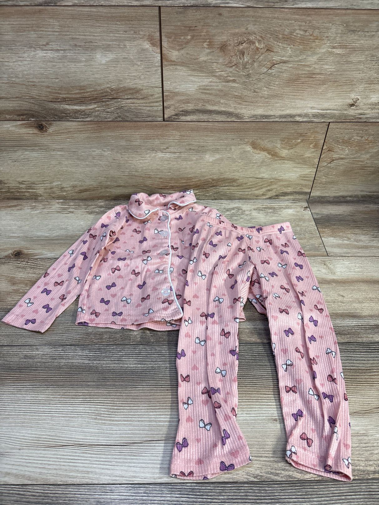 Cozy Couture 2pc Coat Style Pajama Set Pink sz 3T