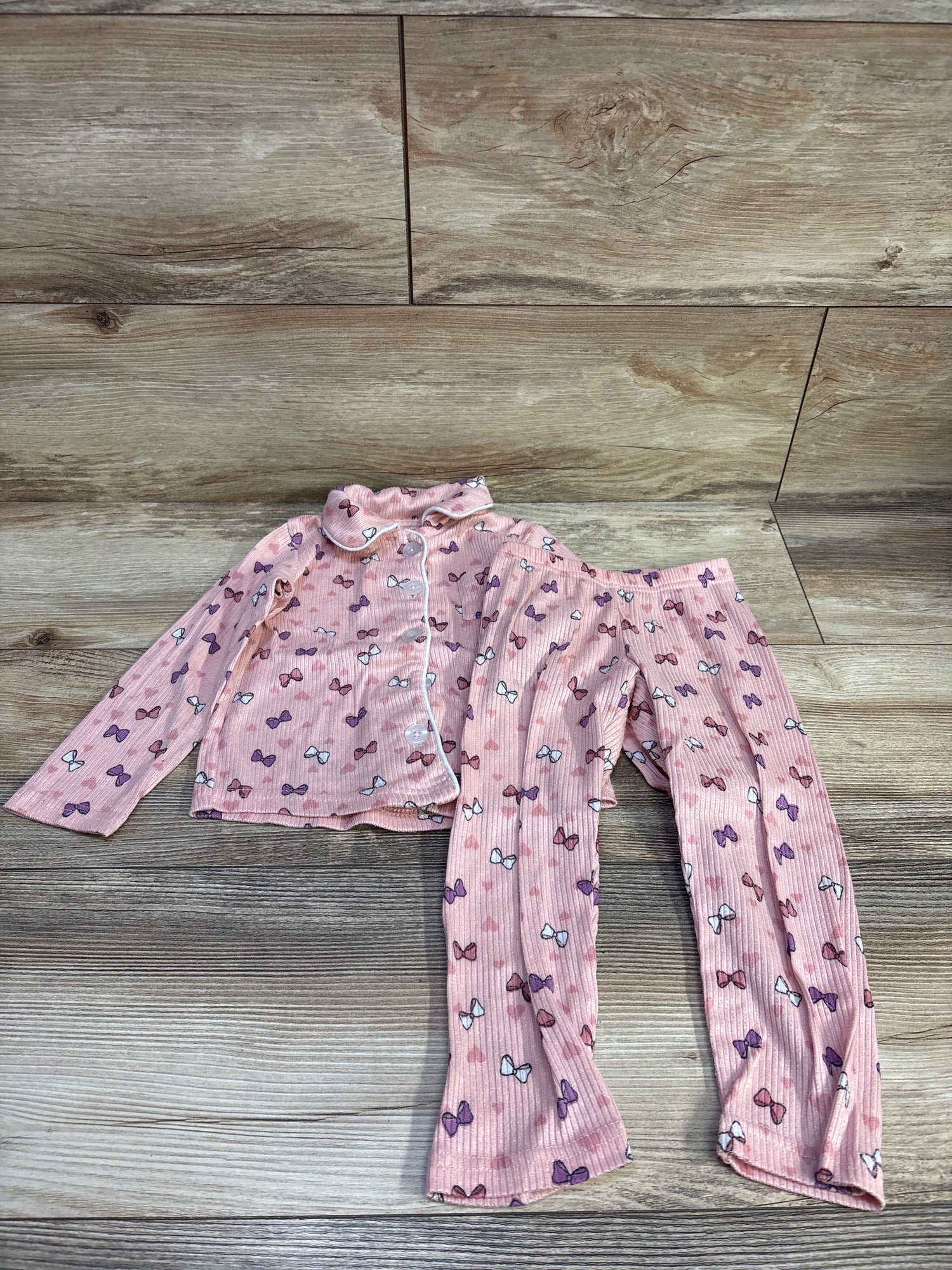 Cozy Couture 2pc Coat Style Pajama Set Pink sz 3T