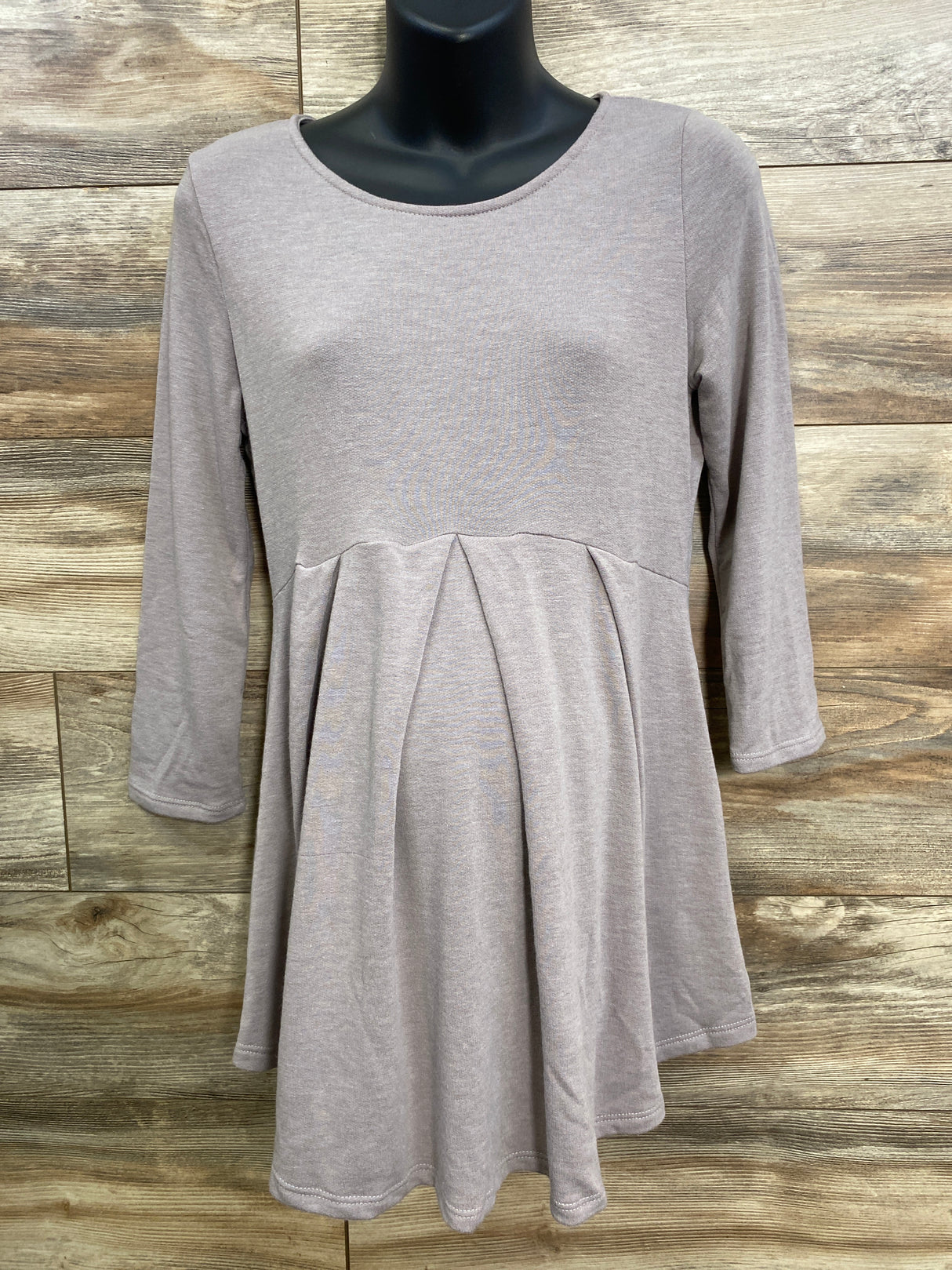 NEW Hello Miz Front Pleat Round Neck Top Taupe sz Large