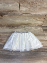 White tulle tutu skirt with silver glitter waistband for baby or toddler girls