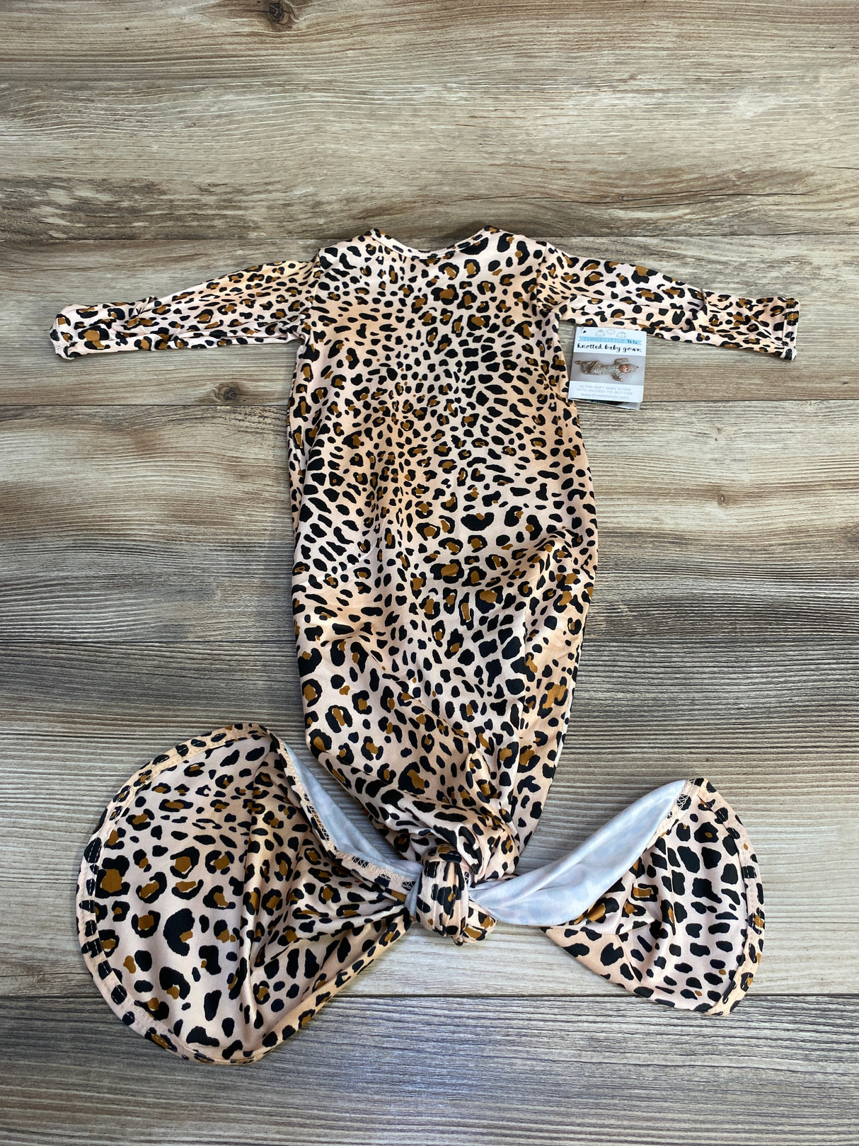 NEW Three Little Tots Leopard Knotted Gown sz Newborn-3m